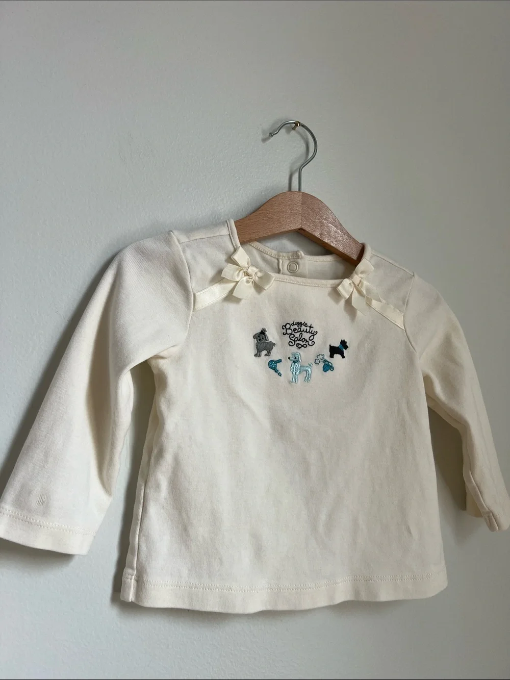 Gymboree | Cream Long Sleeve Top with Bow Shoulders
